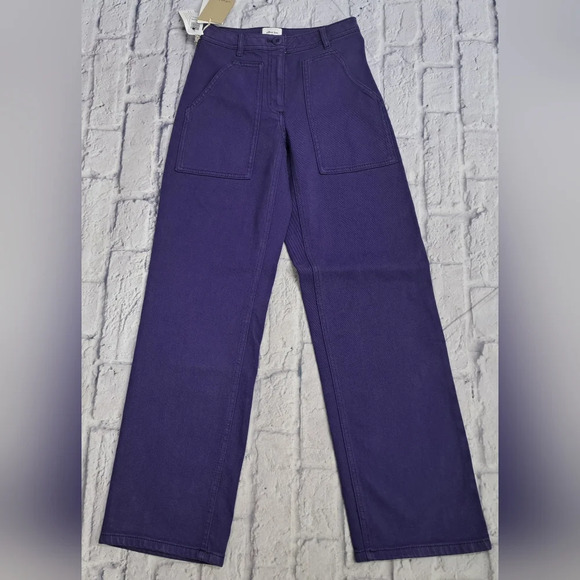 NWT Wilfred New Modern Utility Pants Mid Rise Straight Leg Deep Violet Size 00 - Picture 10 of 11